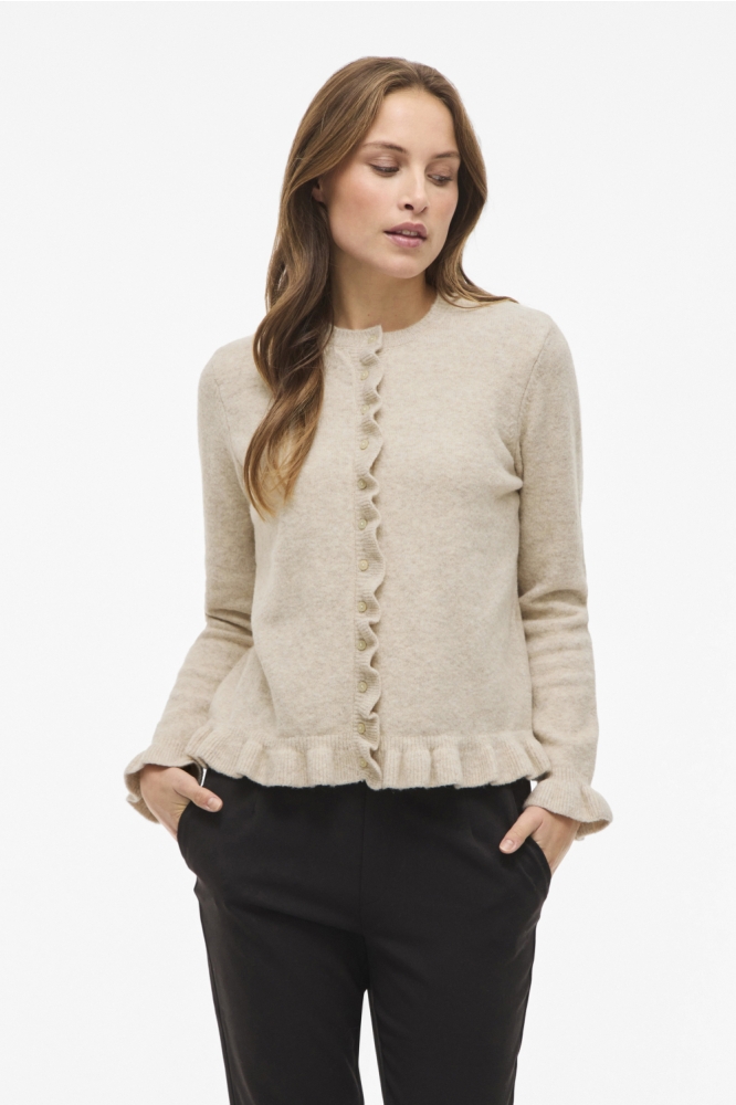 Vila beige dames vest | Model vooraanzicht