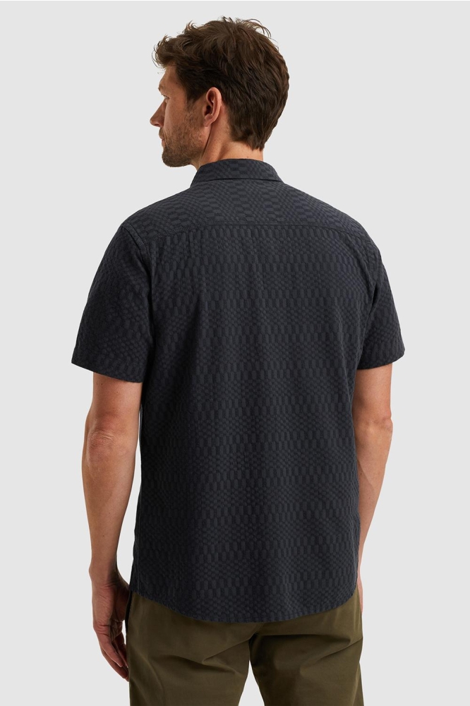 PME legend blauwe heren overhemd | Model achteraanzicht