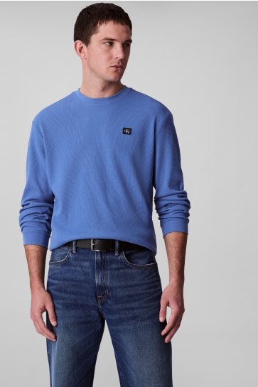 Calvin Klein Trui LS WAFFLE BADGE CREW LV040EM217 6PU DULL NILE BLUE