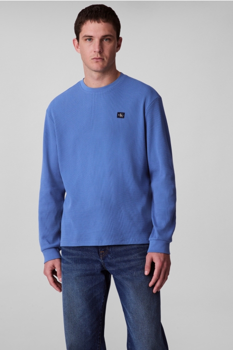 Calvin Klein blauwe heren trui | Model vooraanzicht