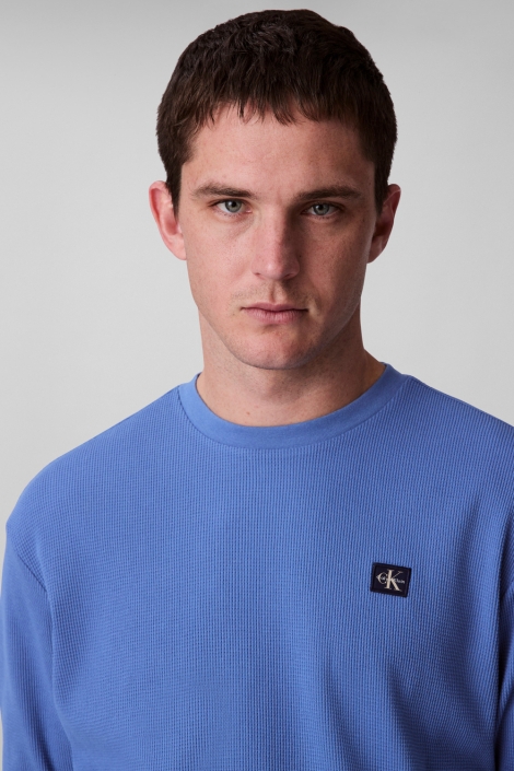 Calvin Klein blauwe heren trui | Close up