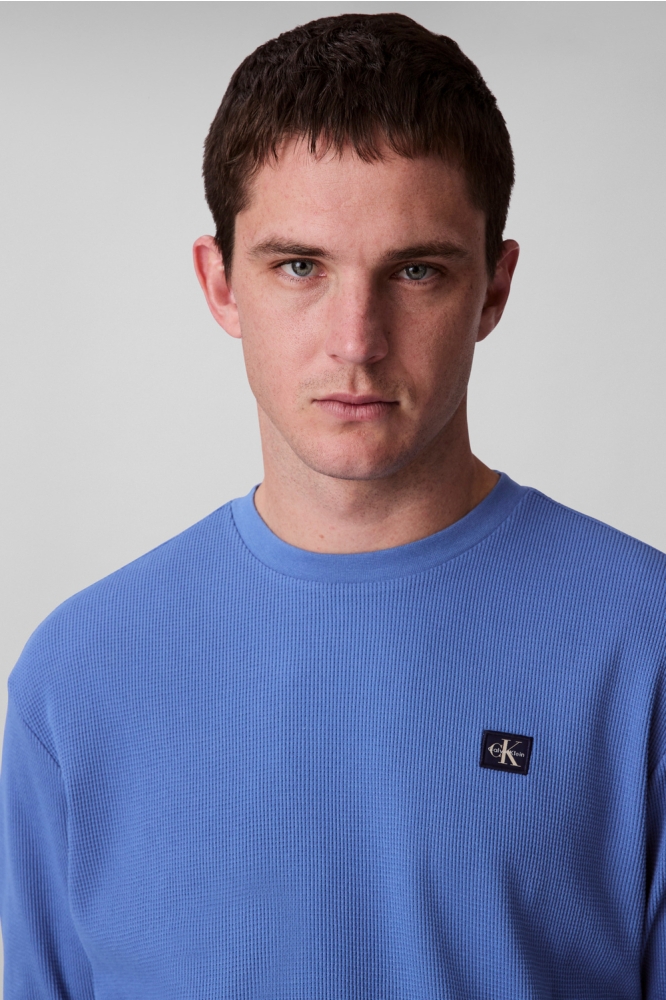 Calvin Klein blauwe heren trui | Close up