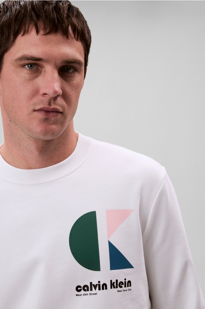 Calvin Klein witte heren sweater | Close up