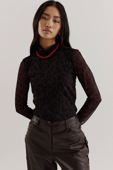 Harper & Yve T-shirt JANE LS AW25T507 1258 Dark Lexie-leopard