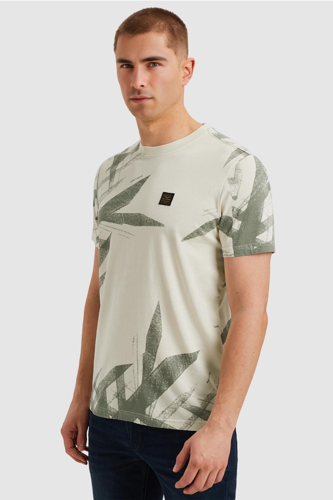 PME legend ecru heren t-shirt | Model zijaanzicht