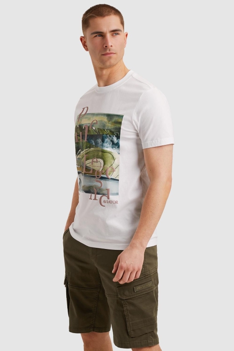 PME legend witte heren t-shirt | Model zijaanzicht