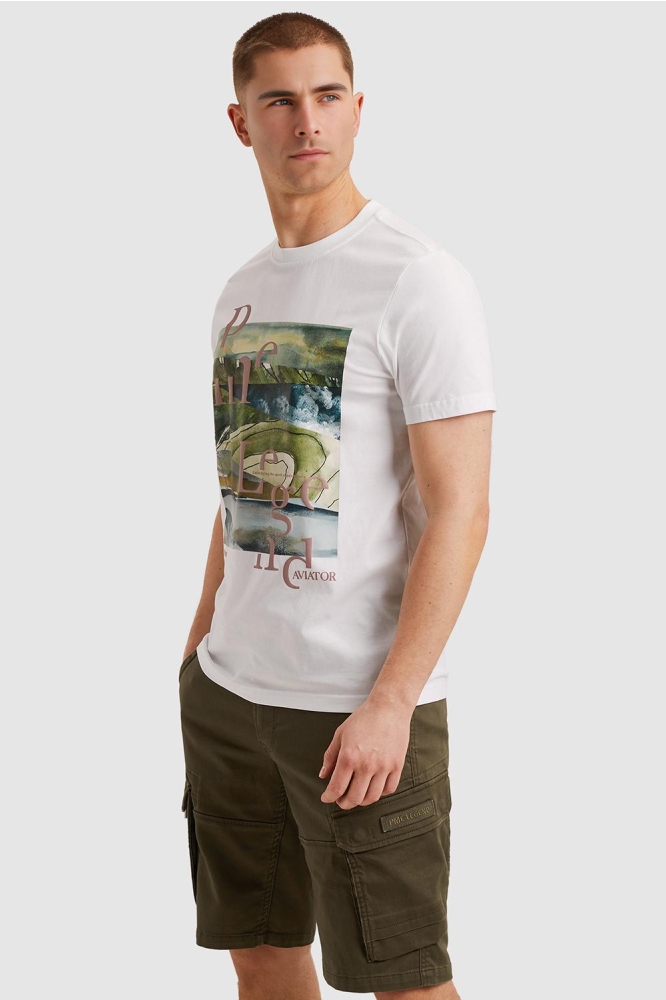 PME legend witte heren t-shirt | Model zijaanzicht