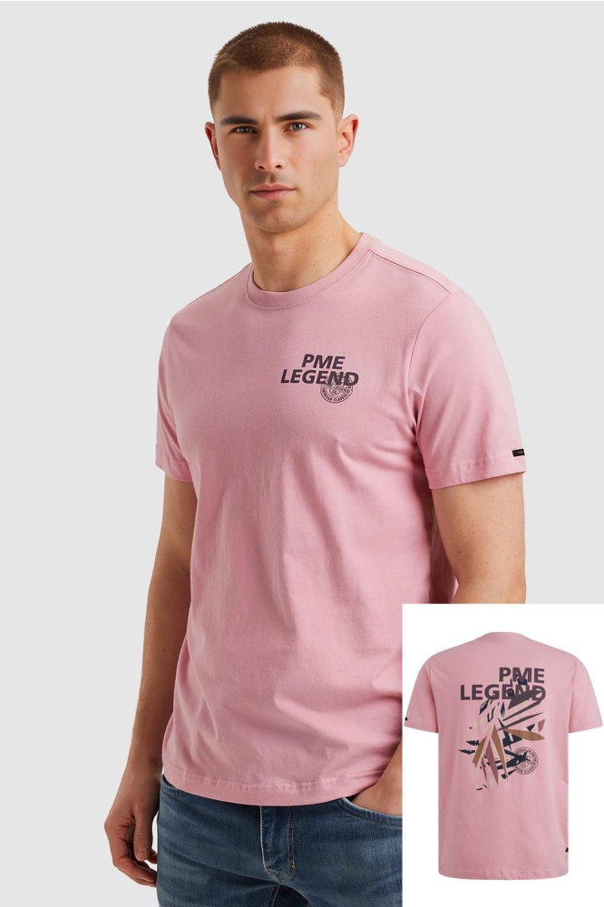 PME legend roze heren t-shirt | Model vooraanzicht