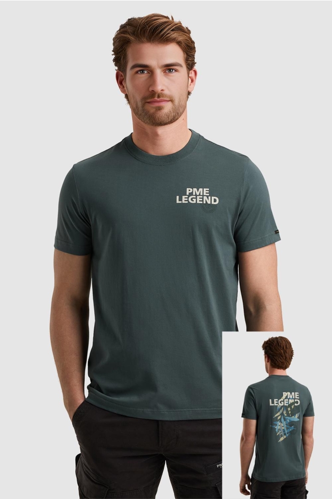 PME legend blauwe heren t-shirt | Model vooraanzicht