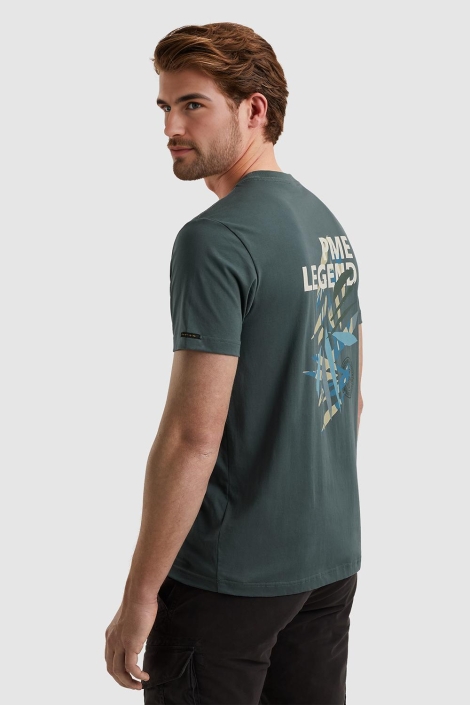 PME legend blauwe heren t-shirt | Model zijaanzicht