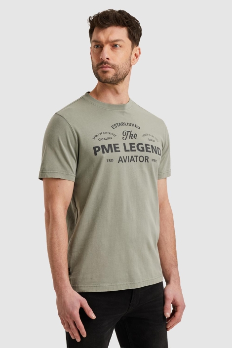 PME legend groene heren t-shirt | Model zijaanzicht