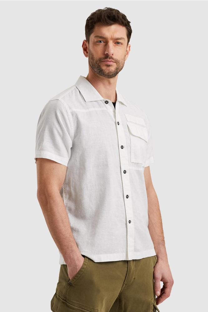 PME legend witte heren overhemd | Model zijaanzicht