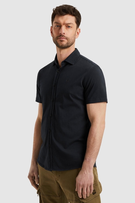 PME legend blauwe heren overhemd | Model zijaanzicht