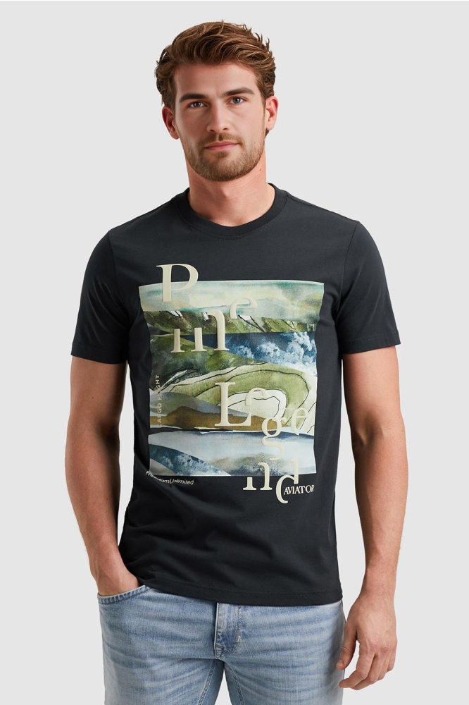 PME legend blauwe heren t-shirt | Model vooraanzicht