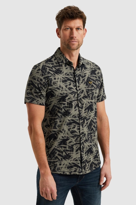 PME legend blauwe heren overhemd | Model zijaanzicht