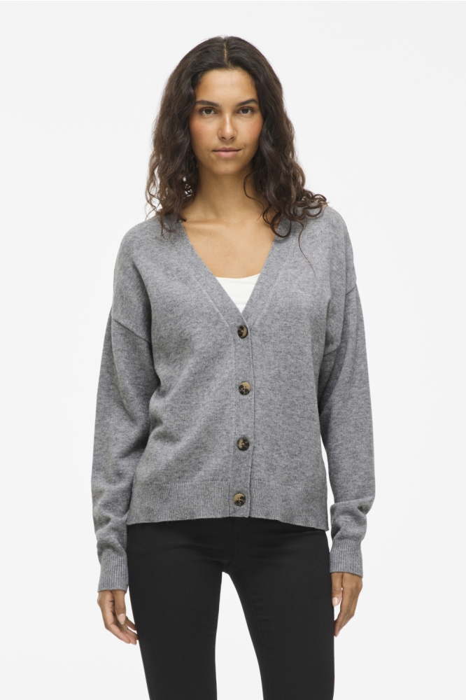 Vila grijze dames vest | Model vooraanzicht