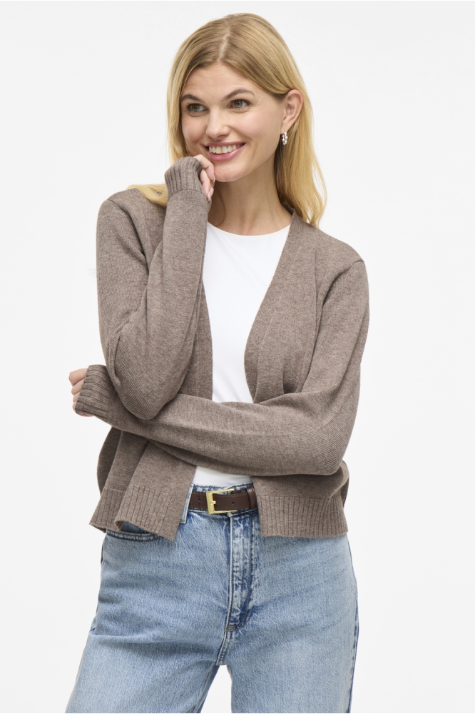 Vila camel dames vest | Model vooraanzicht