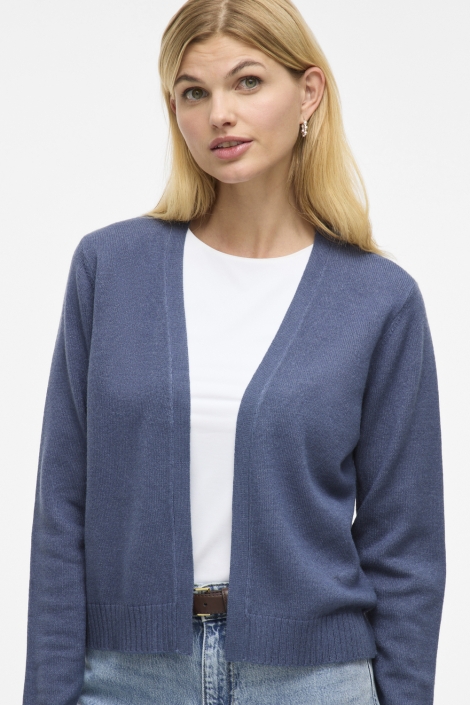 Vila blauwe dames vest | Model vooraanzicht