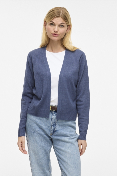 Vila blauwe dames vest | Model vooraanzicht