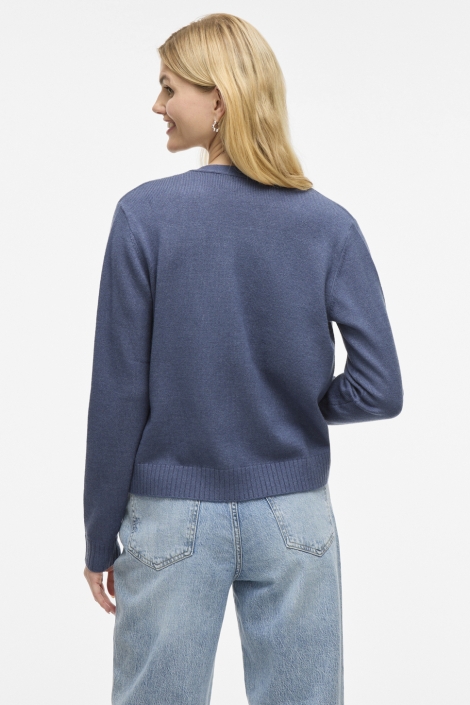 Vila blauwe dames vest | Model achteraanzicht