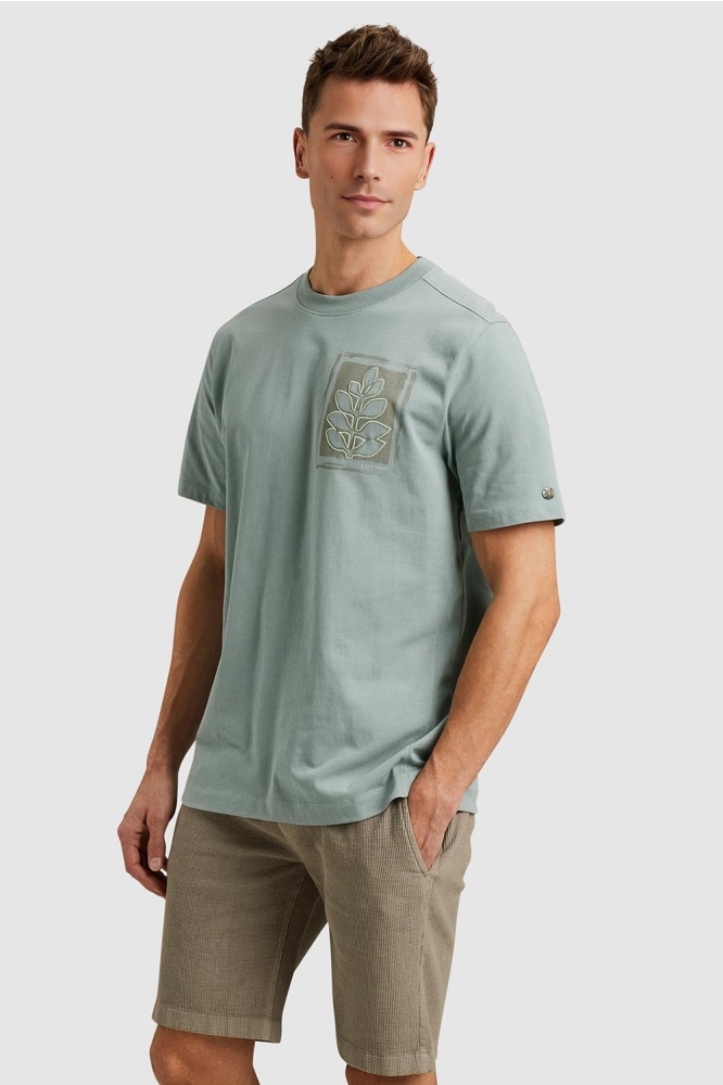 Cast Iron groene heren t-shirt | Model zijaanzicht