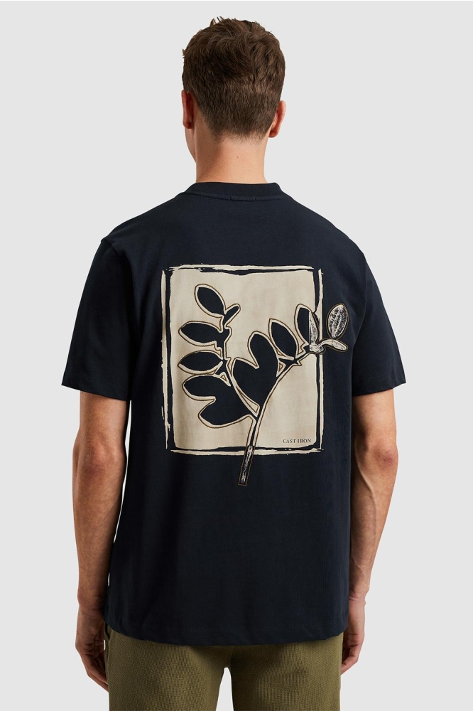 Cast Iron blauwe heren t-shirt | Model achteraanzicht