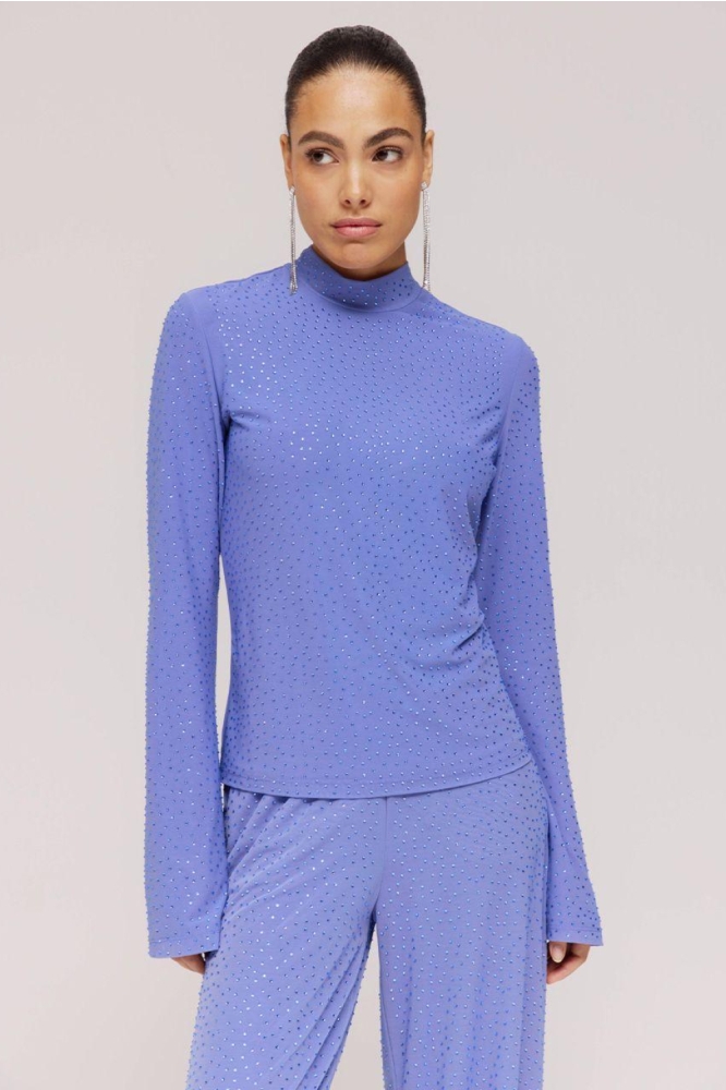 Harper & Yve blauwe dames t-shirt | Model vooraanzicht