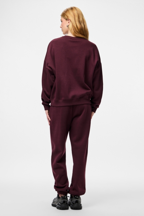 Pieces bordeaux dames sweater | Model achteraanzicht