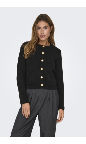 JDYKIM L/S O-NECK BUTTON CARDIGAN K 15341309 Black