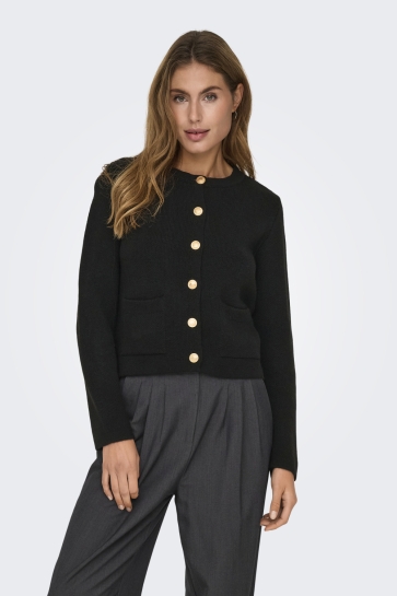Jacqueline de Yong Vest JDYKIM L/S O-NECK BUTTON CARDIGAN K 15341309 Black