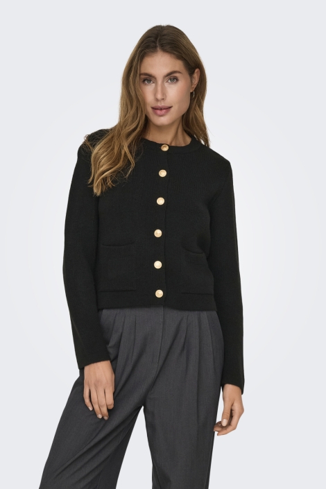 Jacqueline de Yong zwarte dames vest | Model vooraanzicht