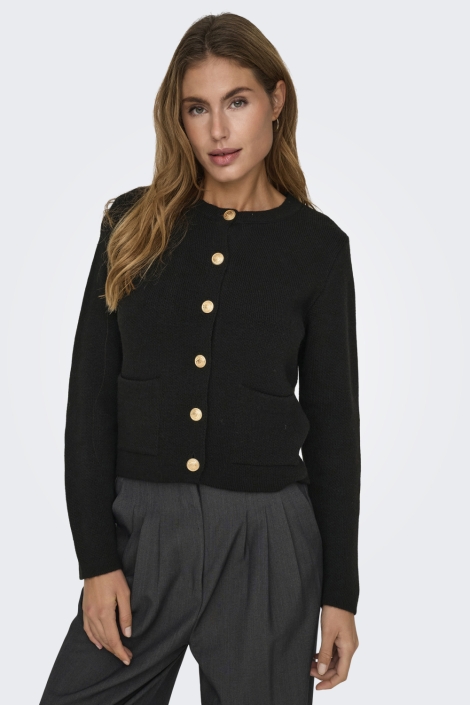 Jacqueline de Yong zwarte dames vest | Model vooraanzicht