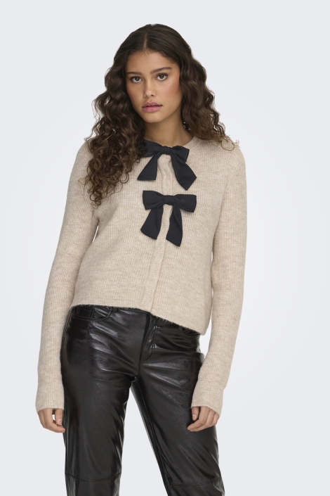 Jacqueline de Yong beige dames vest | Model vooraanzicht