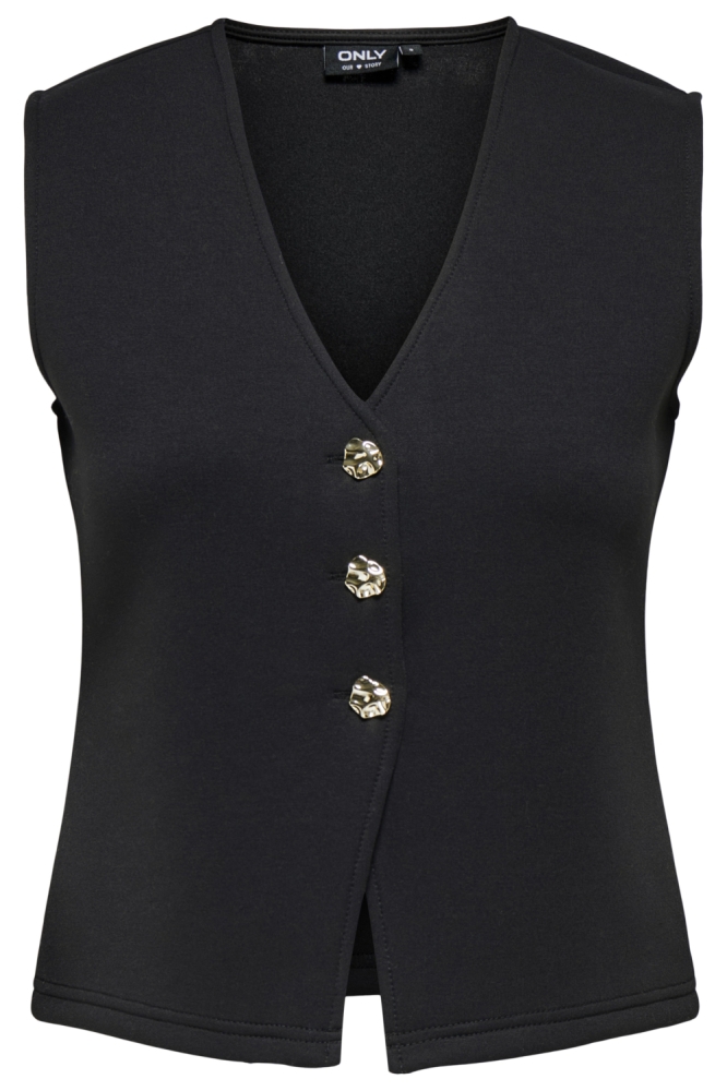 Only zwarte dames gilet | Vooraanzicht