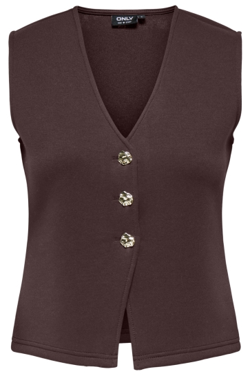 Only ONLNAOMI S/L VEST SWT 15364480 Decadent Chocol/Gold butto