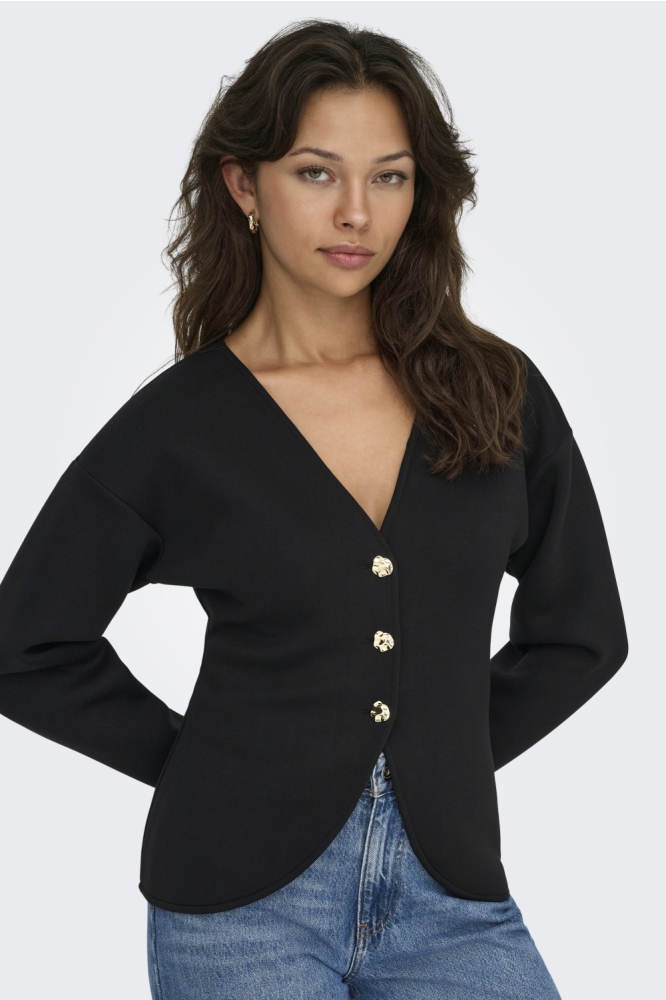Only zwarte dames vest | Model vooraanzicht