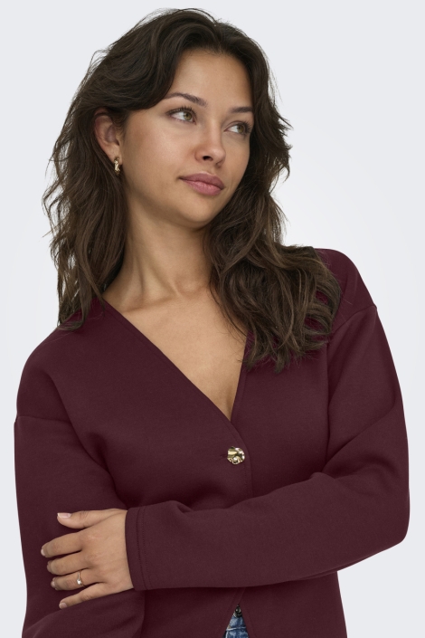 Only bordeaux dames vest | Model vooraanzicht