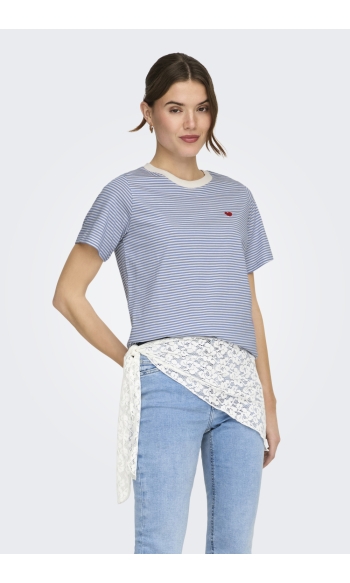 JDYPISA S/S PRINT TOP JRS NOOS 15298612 EBB AND FLOW/CD STRIPES AND BS HEART