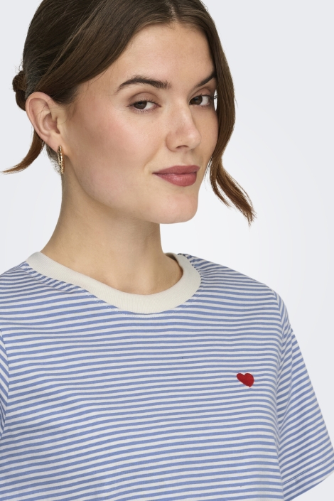 Jacqueline de Yong blauwe dames t-shirt | Close up