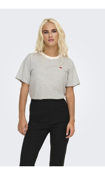 JDYPISA S/S PRINT TOP JRS NOOS 15298612 CLOUD DANCER/LGM Y/D STRIPES