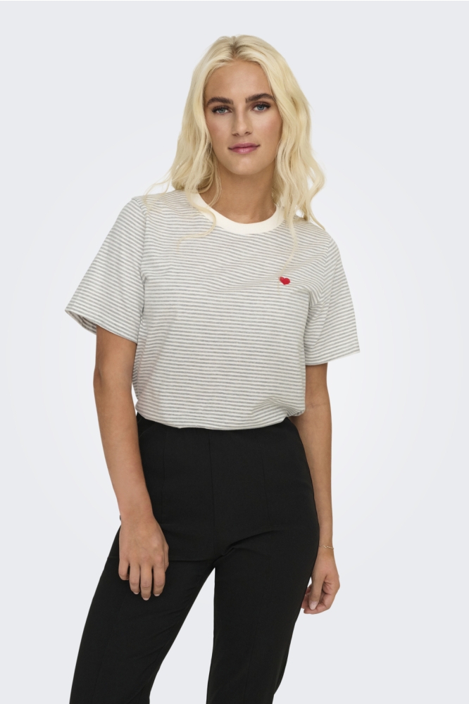 Jacqueline de Yong witte dames t-shirt | Model vooraanzicht