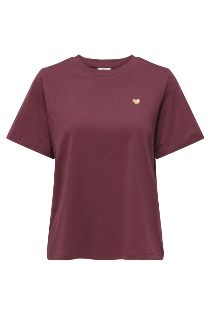 Jacqueline de Yong bordeaux dames t-shirt | Vooraanzicht