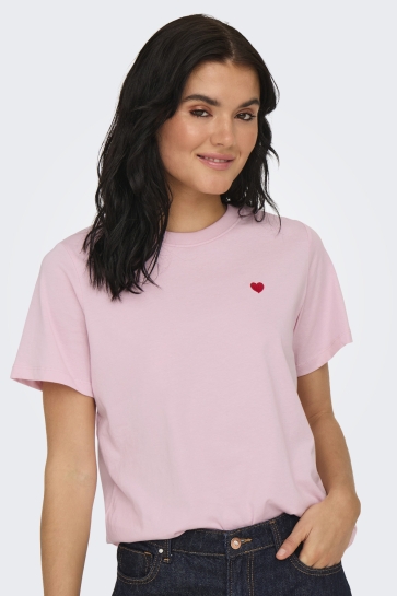 Jacqueline de Yong T-shirt JDYPISA S/S PRINT TOP JRS NOOS 15298612 PARFAIT PINK/BITTERSWEET