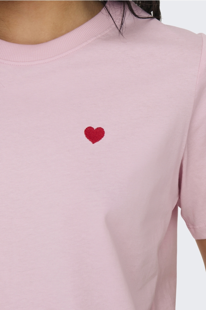 Jacqueline de Yong roze dames t-shirt | Kleurstaal