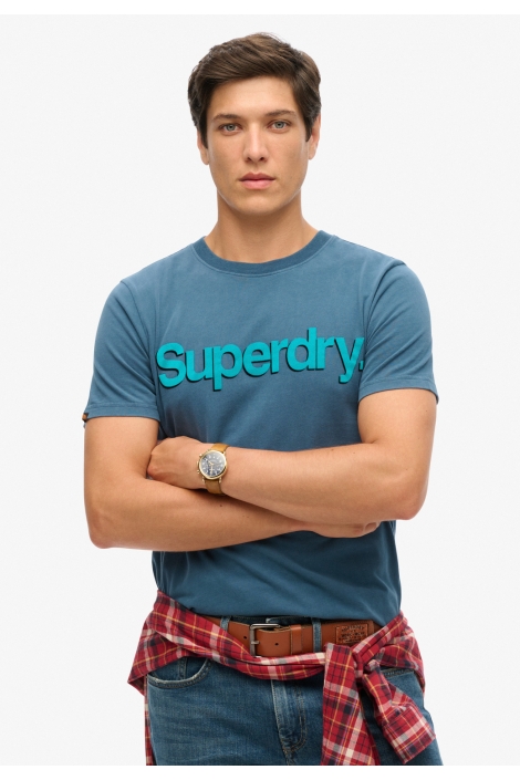 Superdry blauwe heren t-shirt | Model vooraanzicht