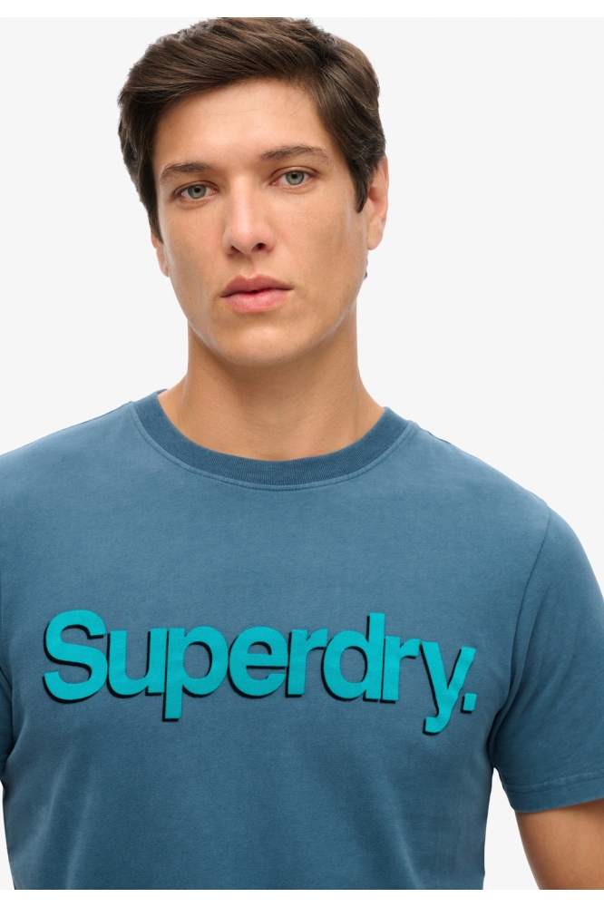 Superdry blauwe heren t-shirt | Close up