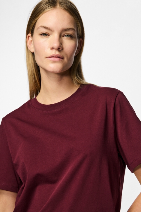 Pieces bordeaux dames t-shirt | Close up