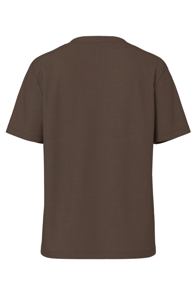 Pieces bruine dames t-shirt | Achteraanzicht