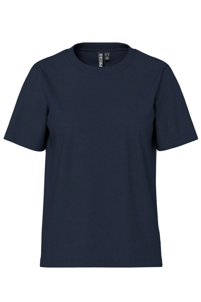 Pieces blauwe dames t-shirt | Vooraanzicht