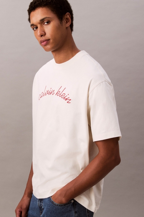 Calvin Klein beige heren t-shirt | Close up